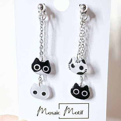 Cat 2in1 double dangle earrings (Two styles)