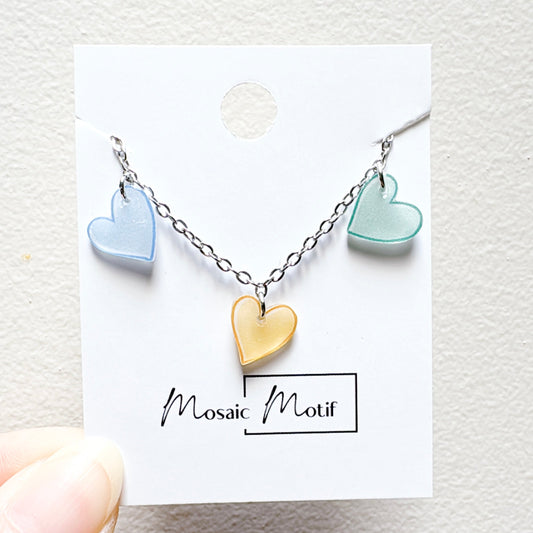 Heart Triple necklace (multiple styles - random colour)