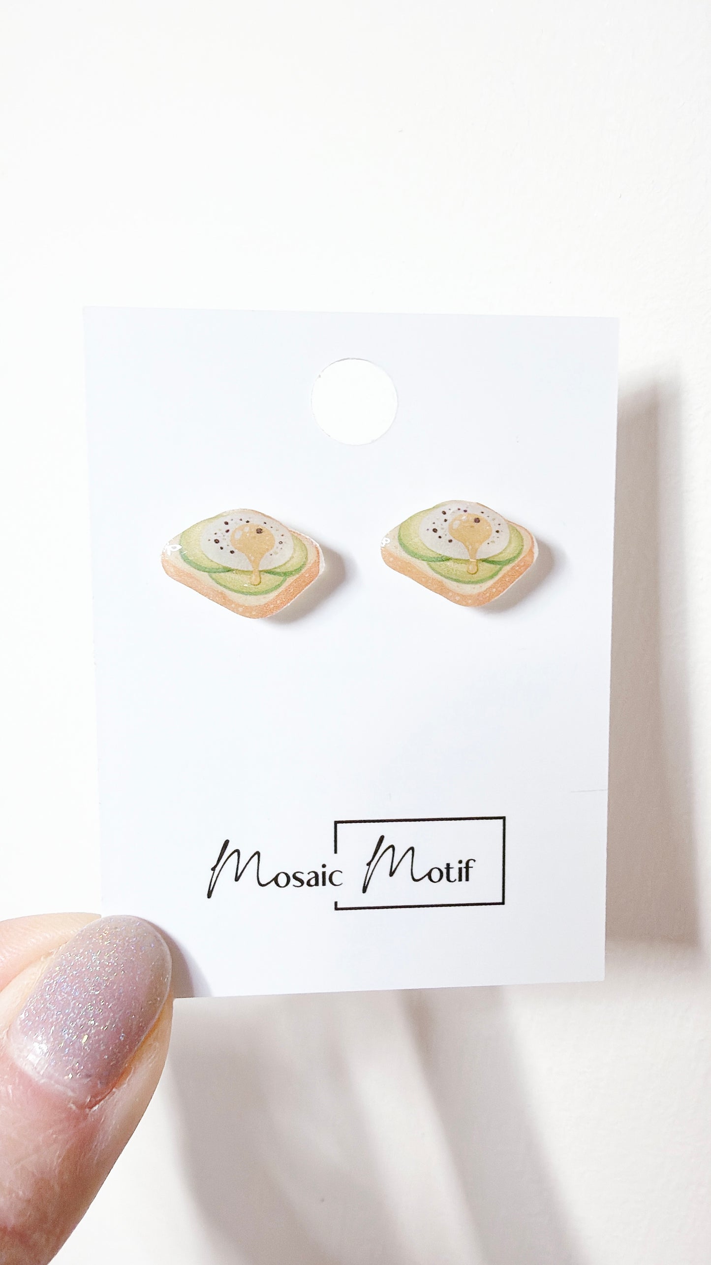 Breakfast stud earrings (toast & bacon, egg, mushroom, avocado)