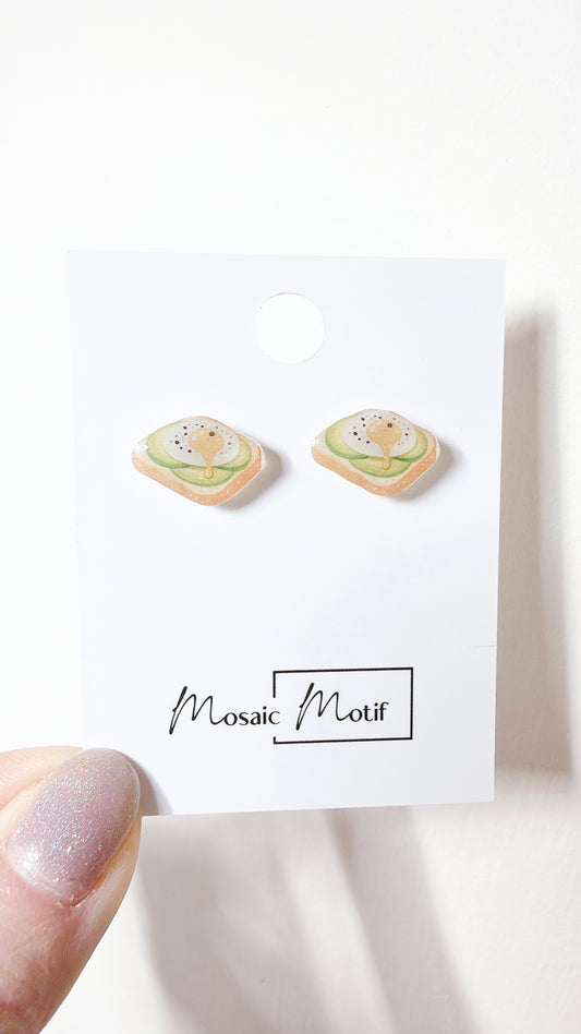 Breakfast stud earrings (toast & bacon, egg, mushroom, avocado)