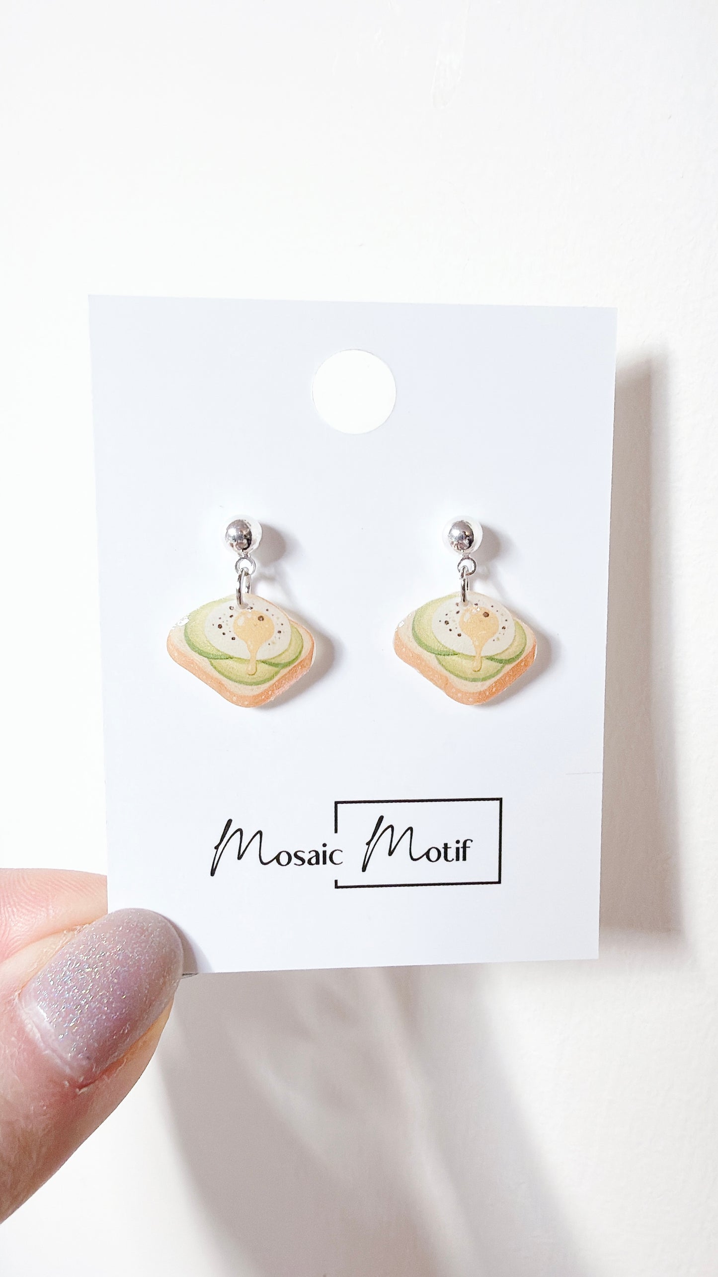 Breakfast dangle earrings (egg, mushroom, avocado)