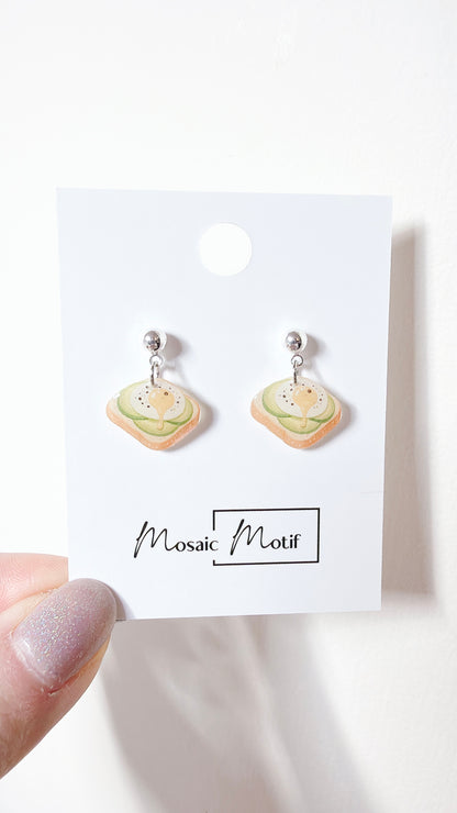Breakfast dangle earrings (egg, mushroom, avocado)