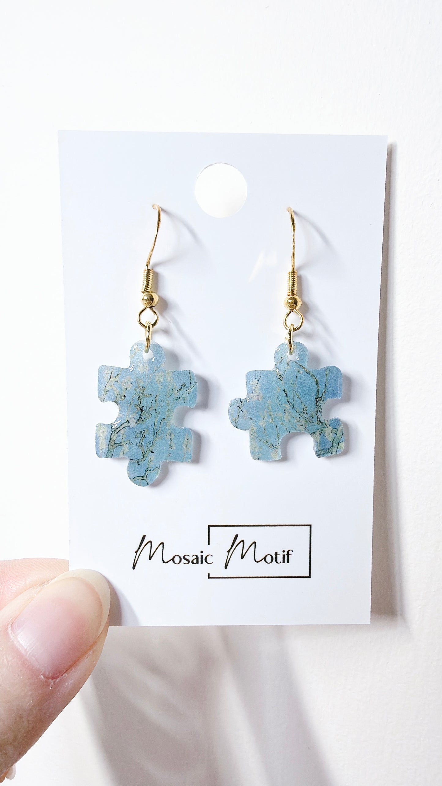 Puzzle dangle earrings (multiple designs)