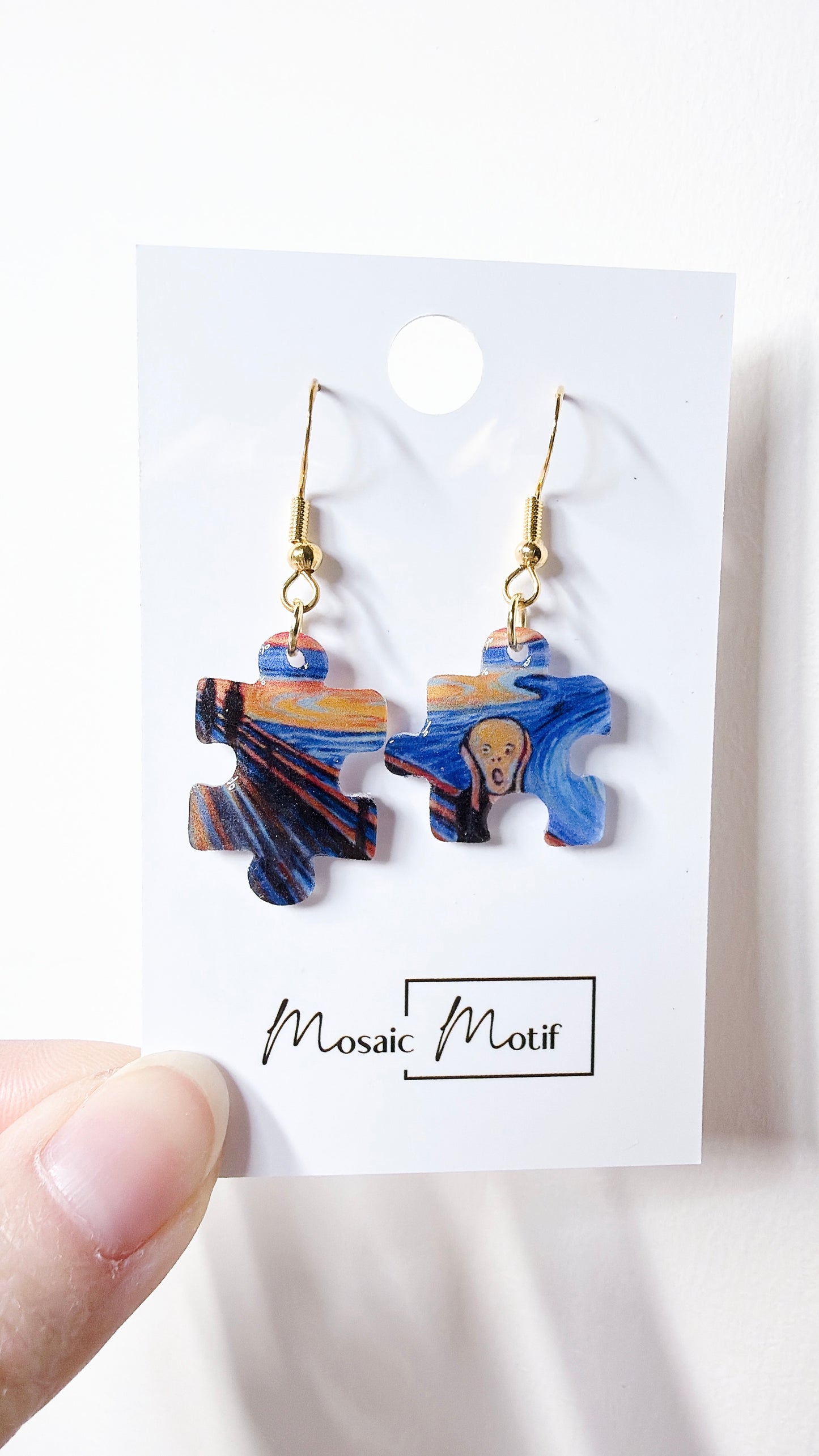 Puzzle dangle earrings (multiple designs)