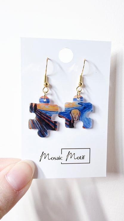 Puzzle dangle earrings (multiple designs)