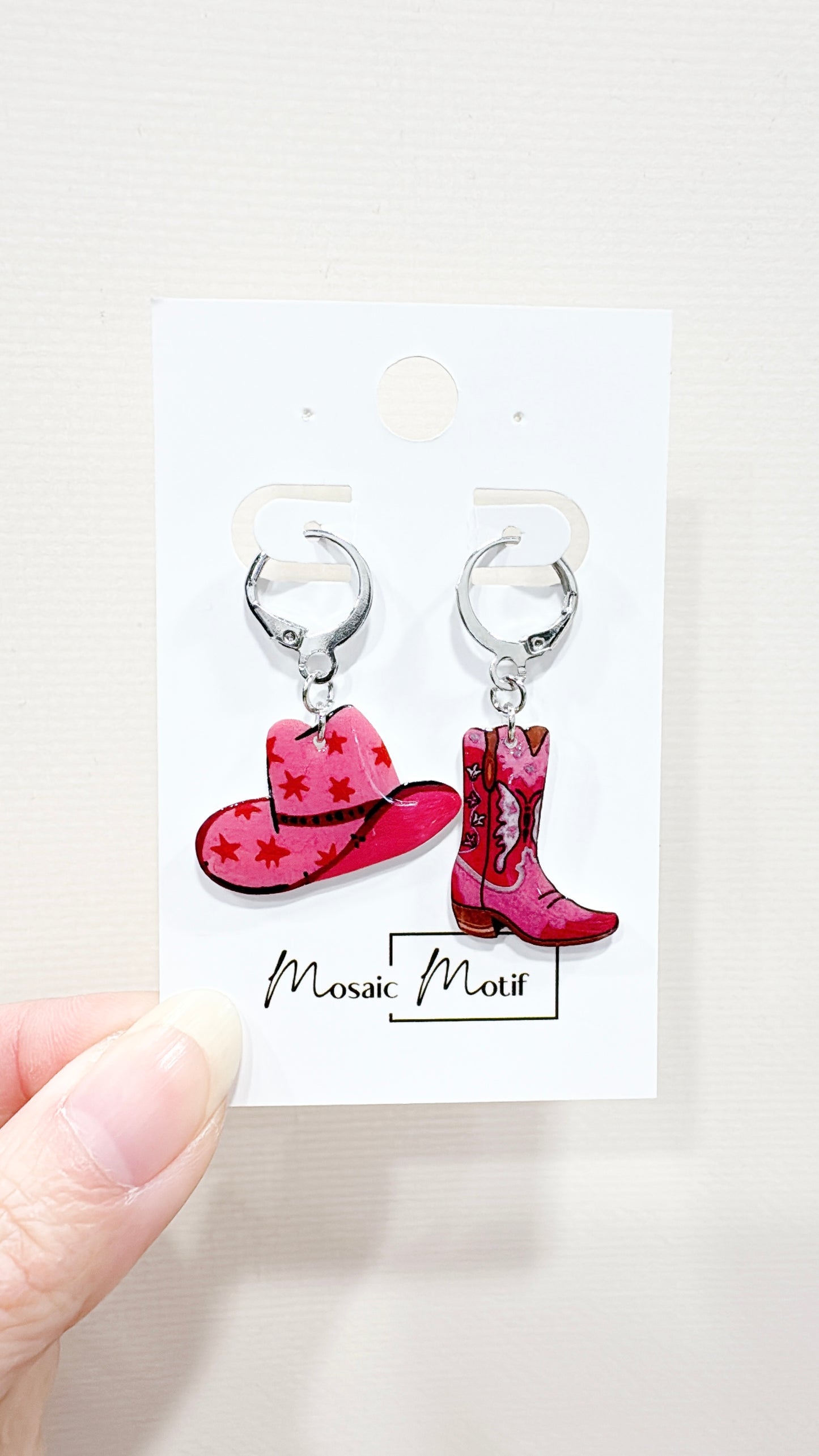 Cowboy boots and hats dangle earrings