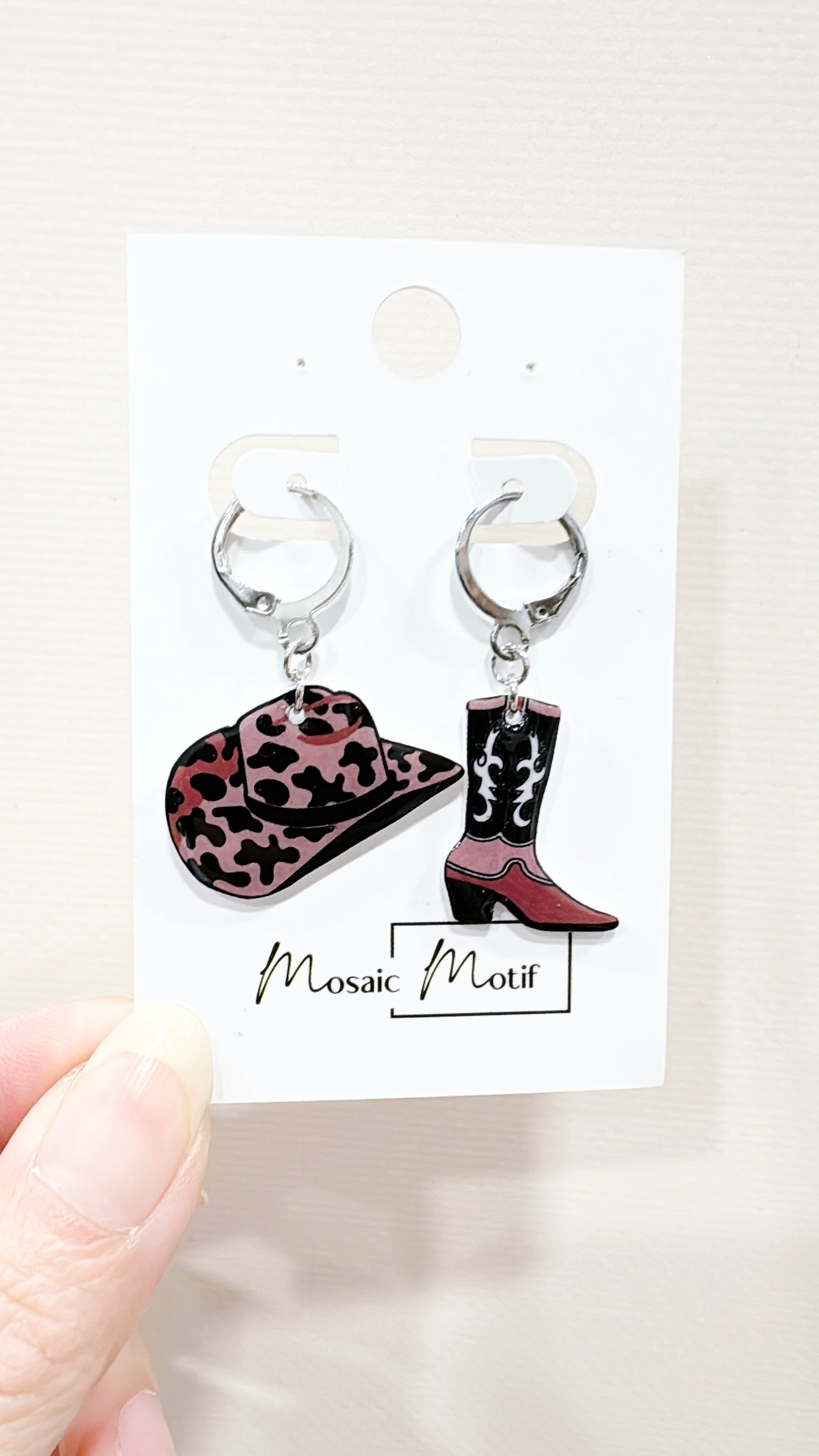 Cowboy boots and hats dangle earrings