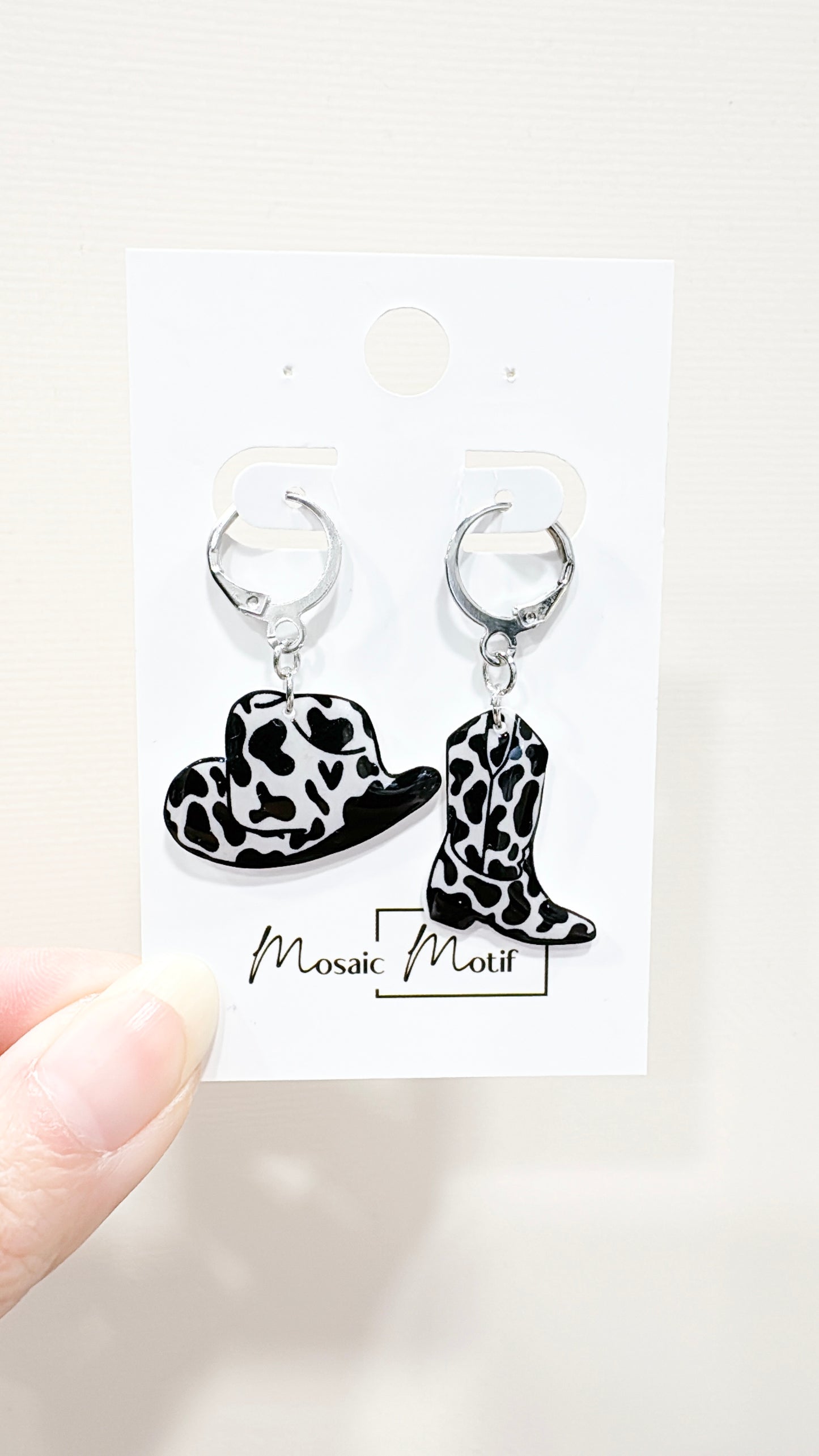Cowboy boots and hats dangle earrings