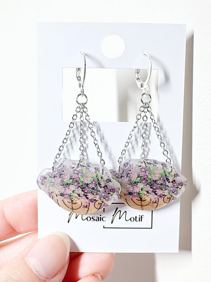 Floral Basket dangle earrings