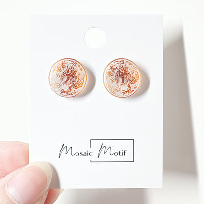 CNY - Dragon rounded stud earrings