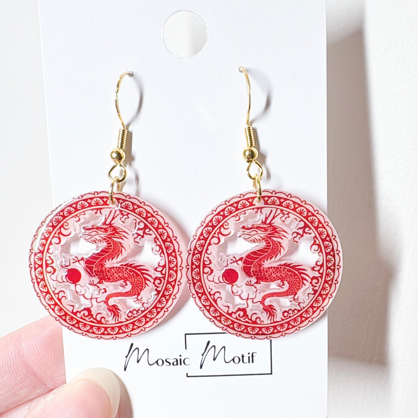 CNY - Dragon cut out dangle earrings