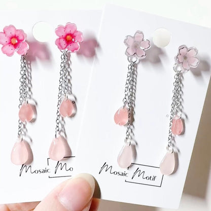 Cherry Blossom 2in1 double dangle earrings (multiple colours)