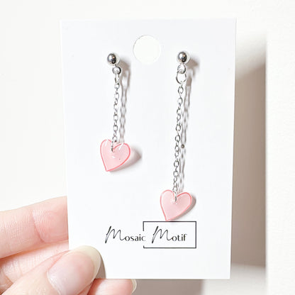 Heart dangle earrings (multiple colours)