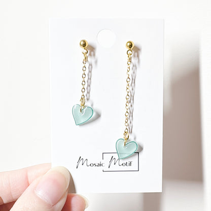 Heart dangle earrings (multiple colours)