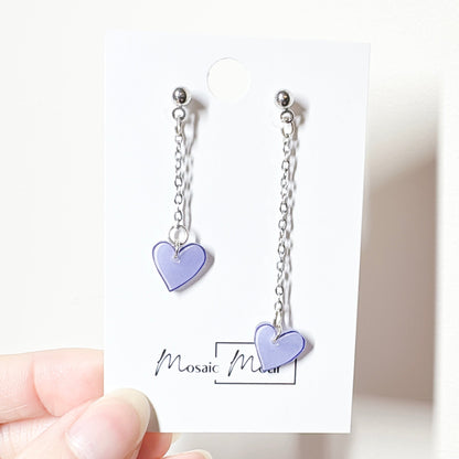 Heart dangle earrings (multiple colours)