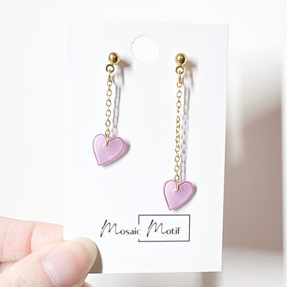 Heart dangle earrings (multiple colours)