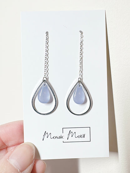 Waterdrop thread dangle earrings (multiple colours)