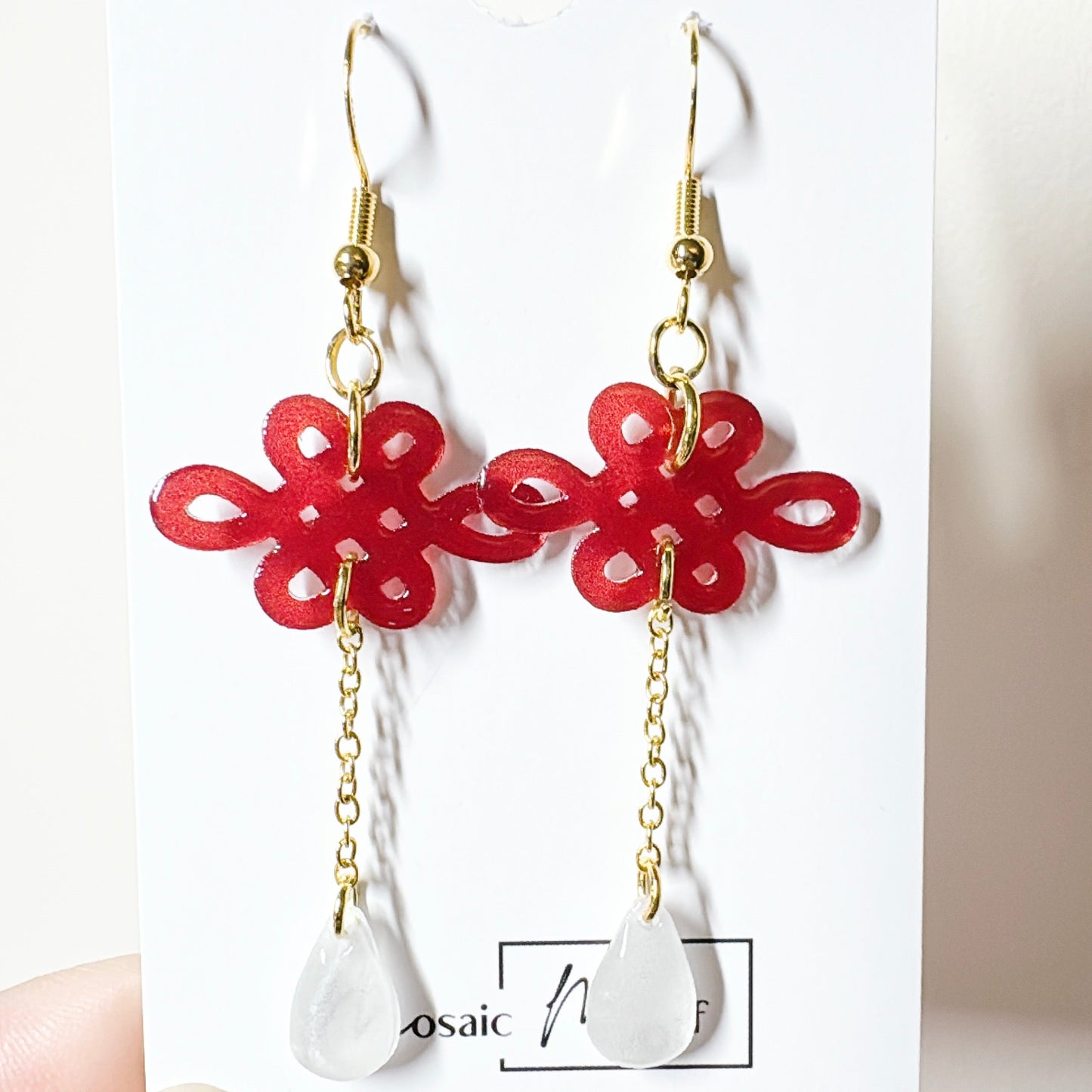 CNY - Love knot dangle earrings