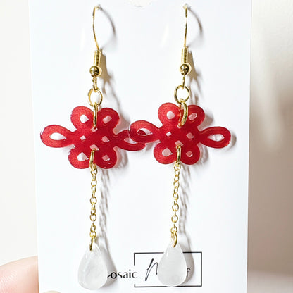 CNY - Love knot dangle earrings