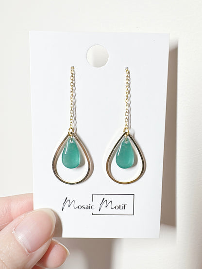 Waterdrop thread dangle earrings (multiple colours)