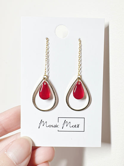 Waterdrop thread dangle earrings (multiple colours)