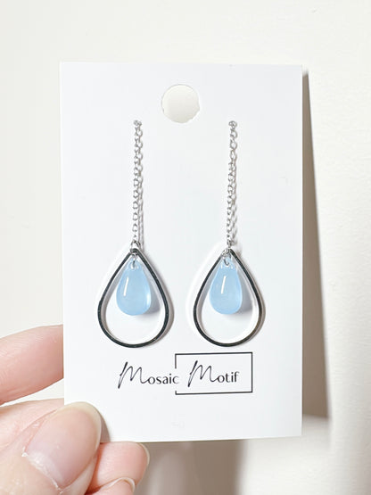 Waterdrop thread dangle earrings (multiple colours)