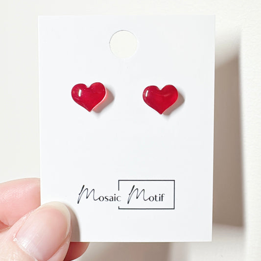 Valentine - chubby heart acrylic stud earrings (multiple colours)