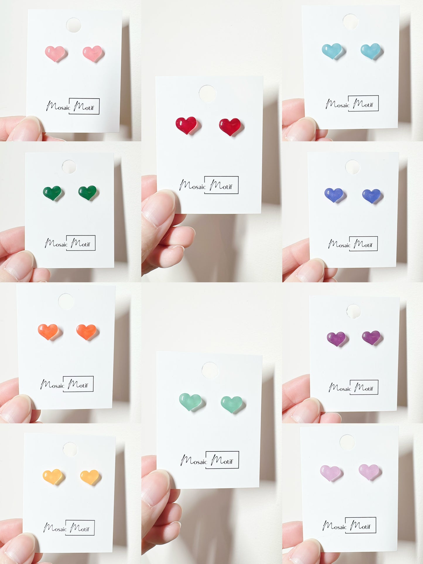 Valentine - chubby heart acrylic stud earrings (multiple colours)