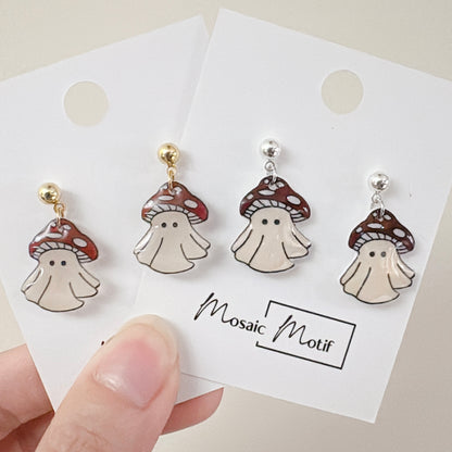 Halloween dangle earrings - Mushroom boo