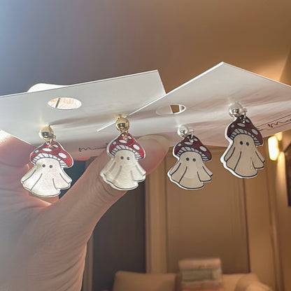Halloween dangle earrings - Mushroom boo