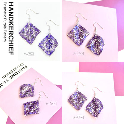 Handkerchief earrings - Geometric Vintage Vibe Pattern (Made to order)