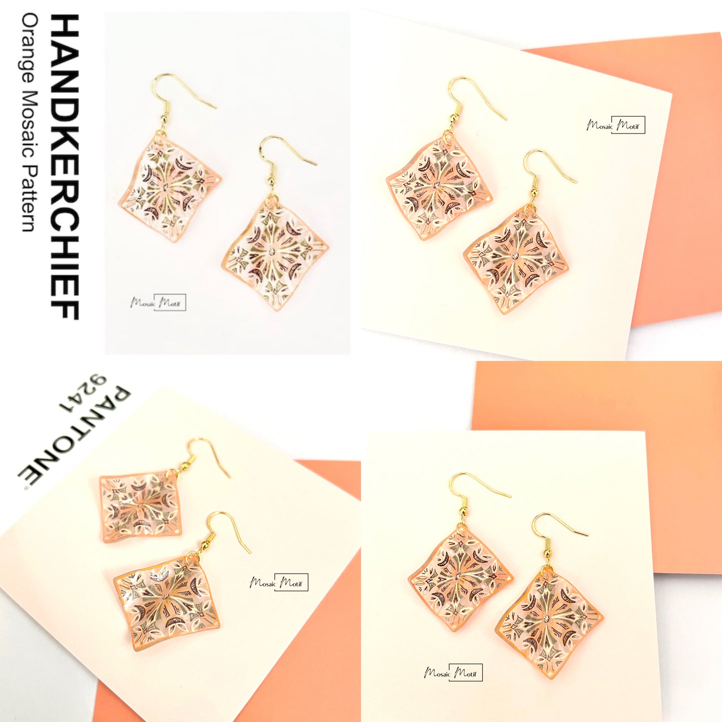 (💠Made to order) Handkerchief earrings - Geometric Vintage Vibe Pattern