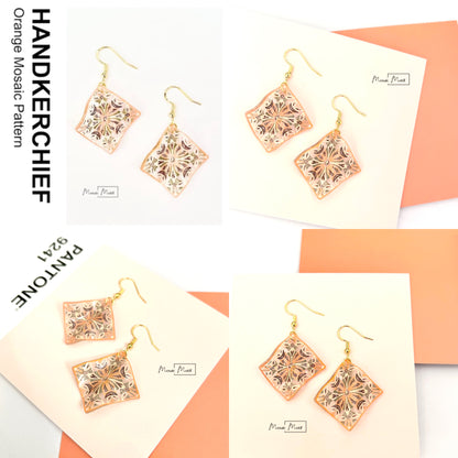 Handkerchief earrings - Geometric Vintage Vibe Pattern (Made to order)