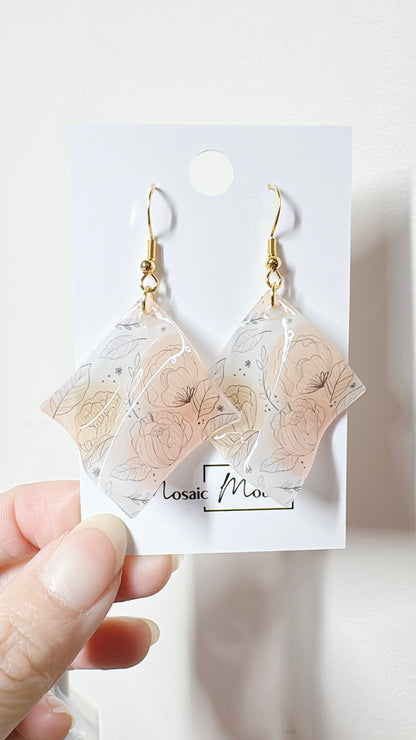 Handkerchief dangle earrings (Floral)