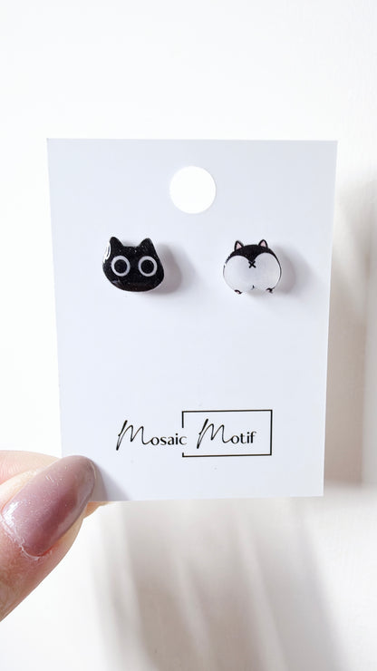 Cat Butt earrings - Big eyes Cat butt stud earrings