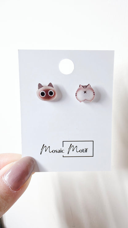 Cat Butt earrings - Big eyes Cat butt stud earrings