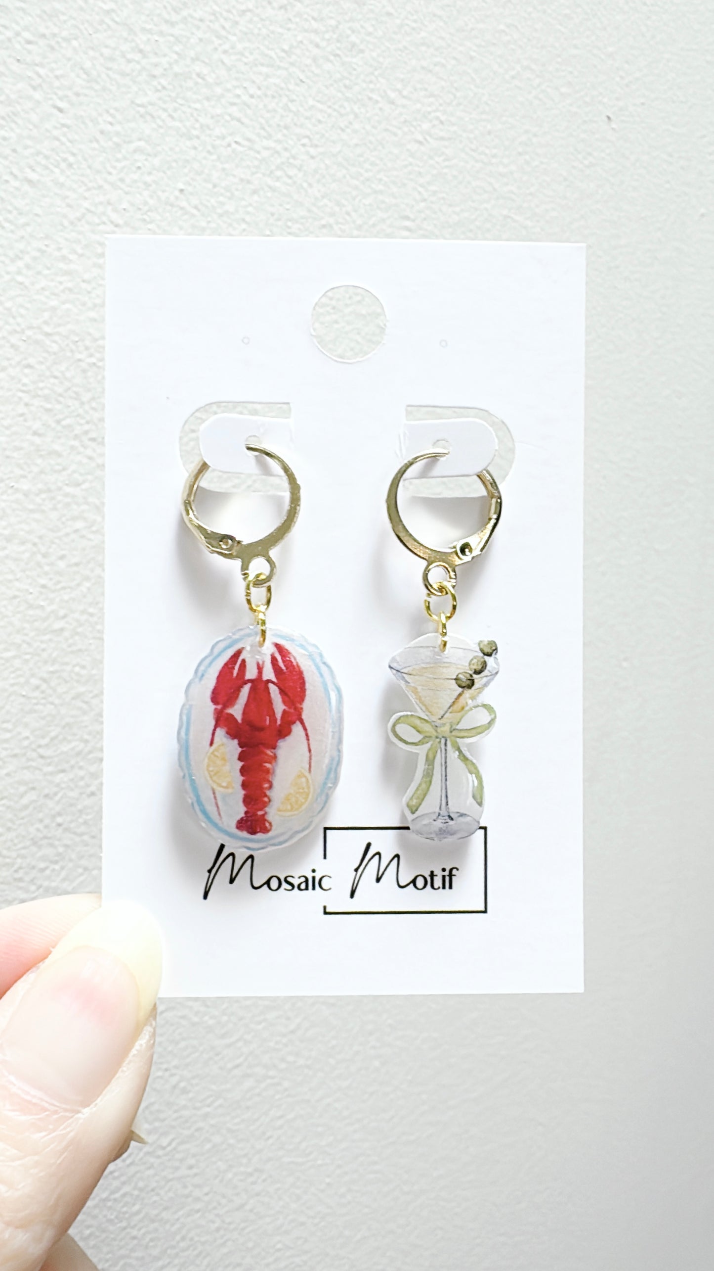 Bistro Chic - Lobster Martini dangle hoop earrings