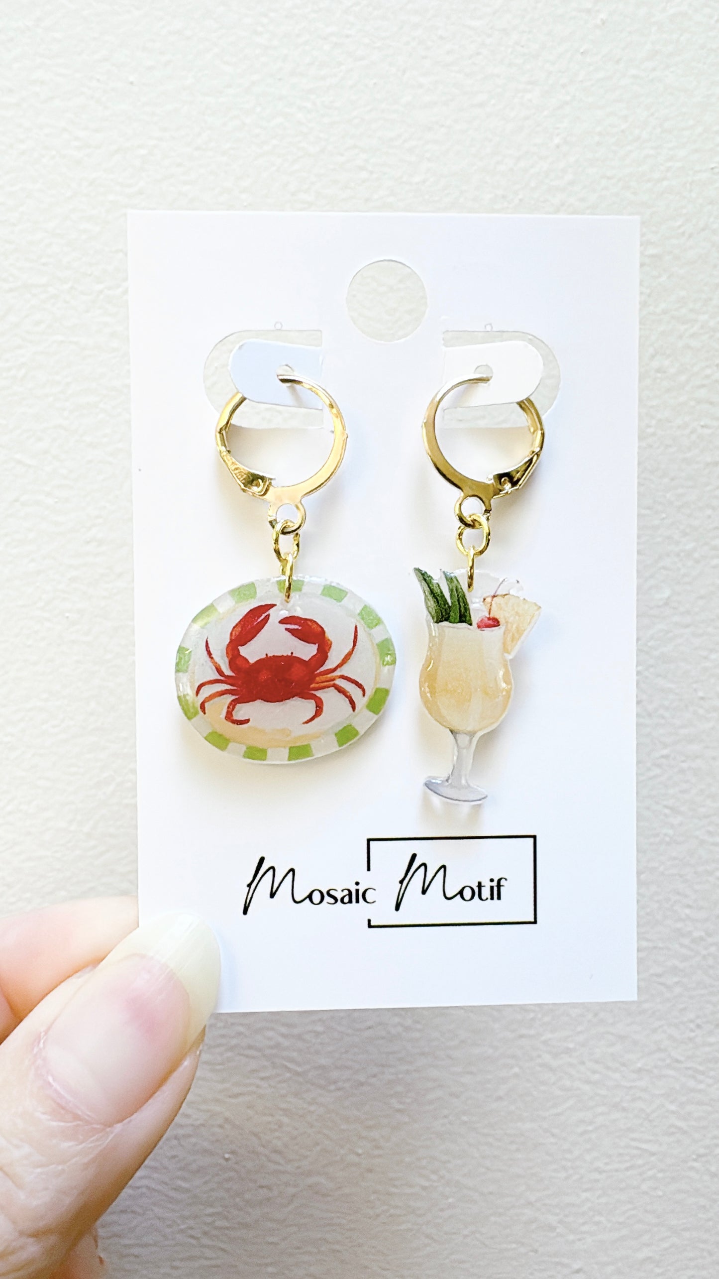 Bistro Chic - Crab Pina Colada dangle hoop earrings