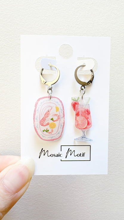 Bistro Chic - Shrimp Pink Lady dangle hoop earrings