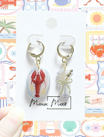 Bistro Chic - Lobster Martini dangle hoop earrings