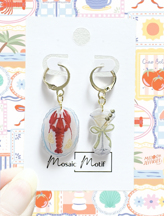 Bistro Chic - Lobster Martini dangle hoop earrings
