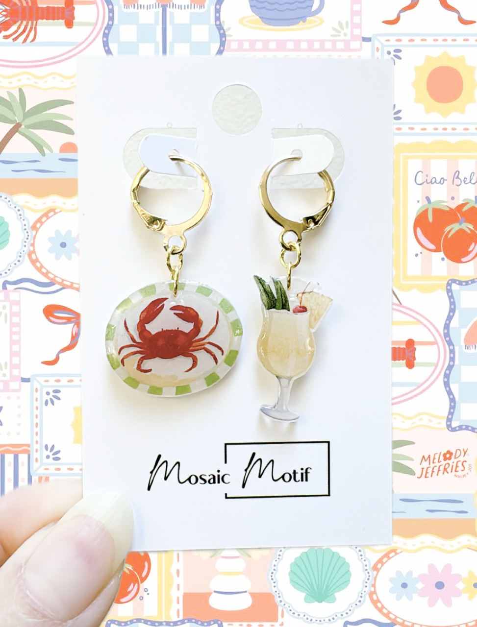 Bistro Chic - Crab Pina Colada dangle hoop earrings