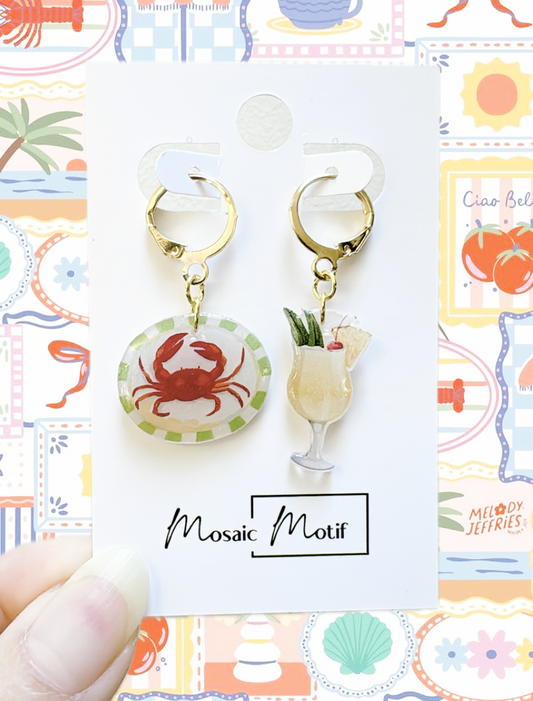 Bistro Chic - Crab Pina Colada dangle hoop earrings