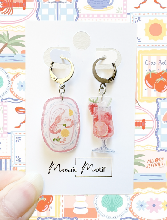 Bistro Chic - Shrimp Pink Lady dangle hoop earrings