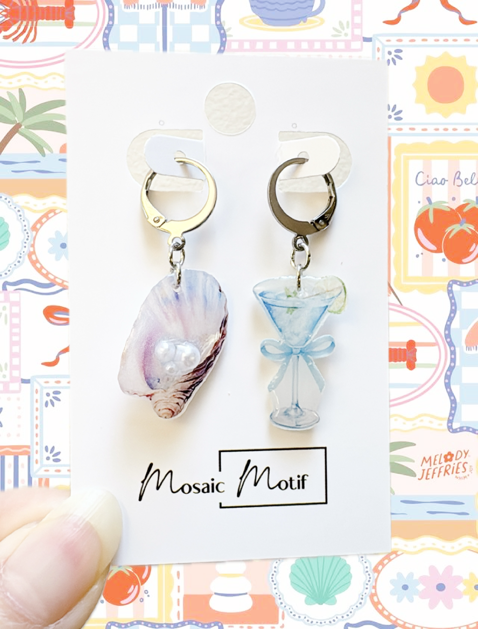 Bistro Chic - Oyster Blue Lagoon dangle hoop earrings