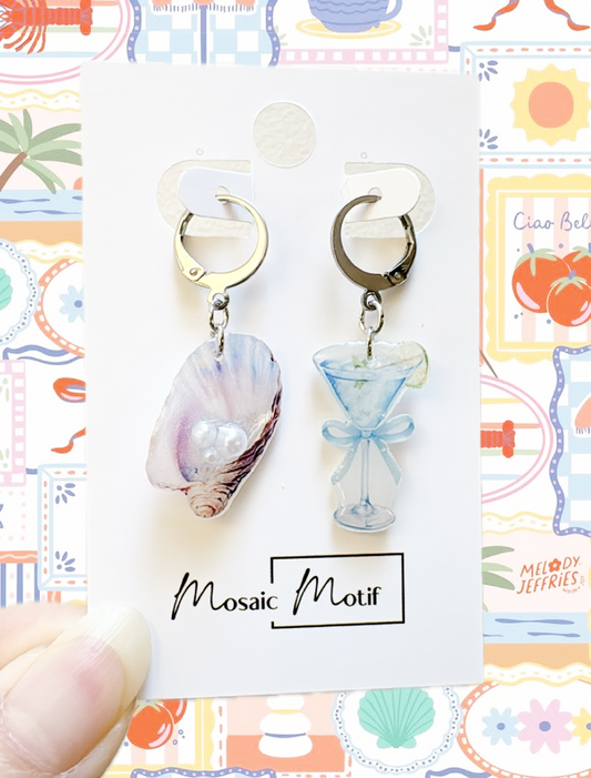 Bistro Chic - Oyster Blue Lagoon dangle hoop earrings