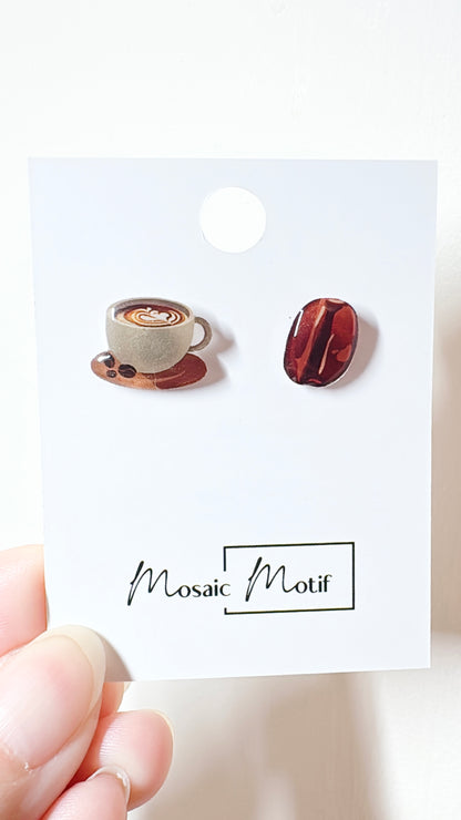 Coffee earrings stud earrings
