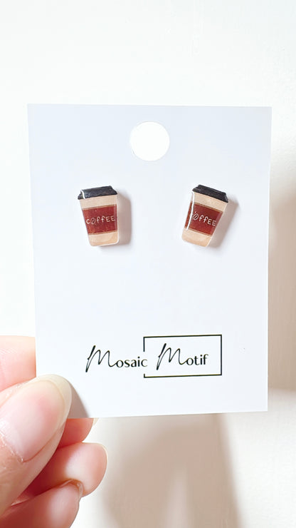 Coffee earrings stud earrings