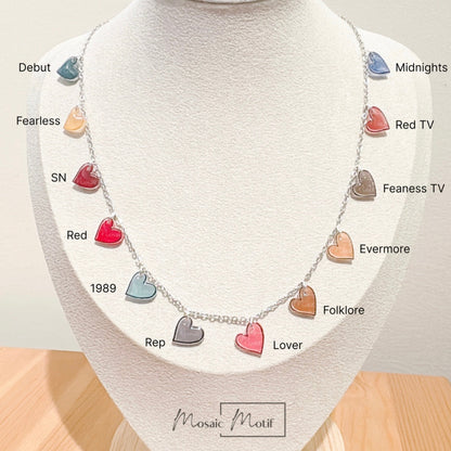 (💕) Taylor Swift - Swifties 12 hearts necklace (18” inch)