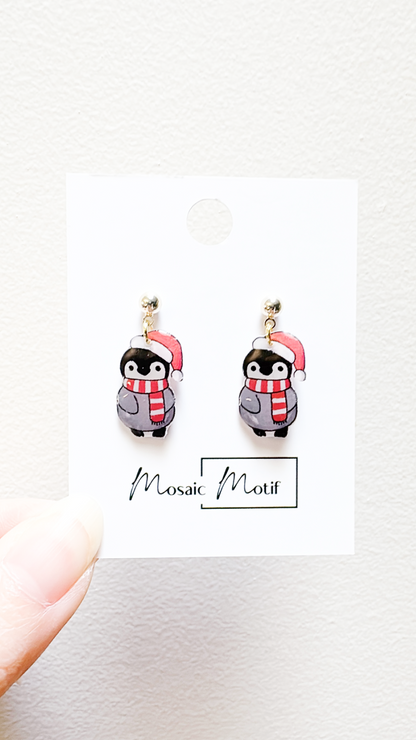 Xmas Christmas dangle earrings - Penguin